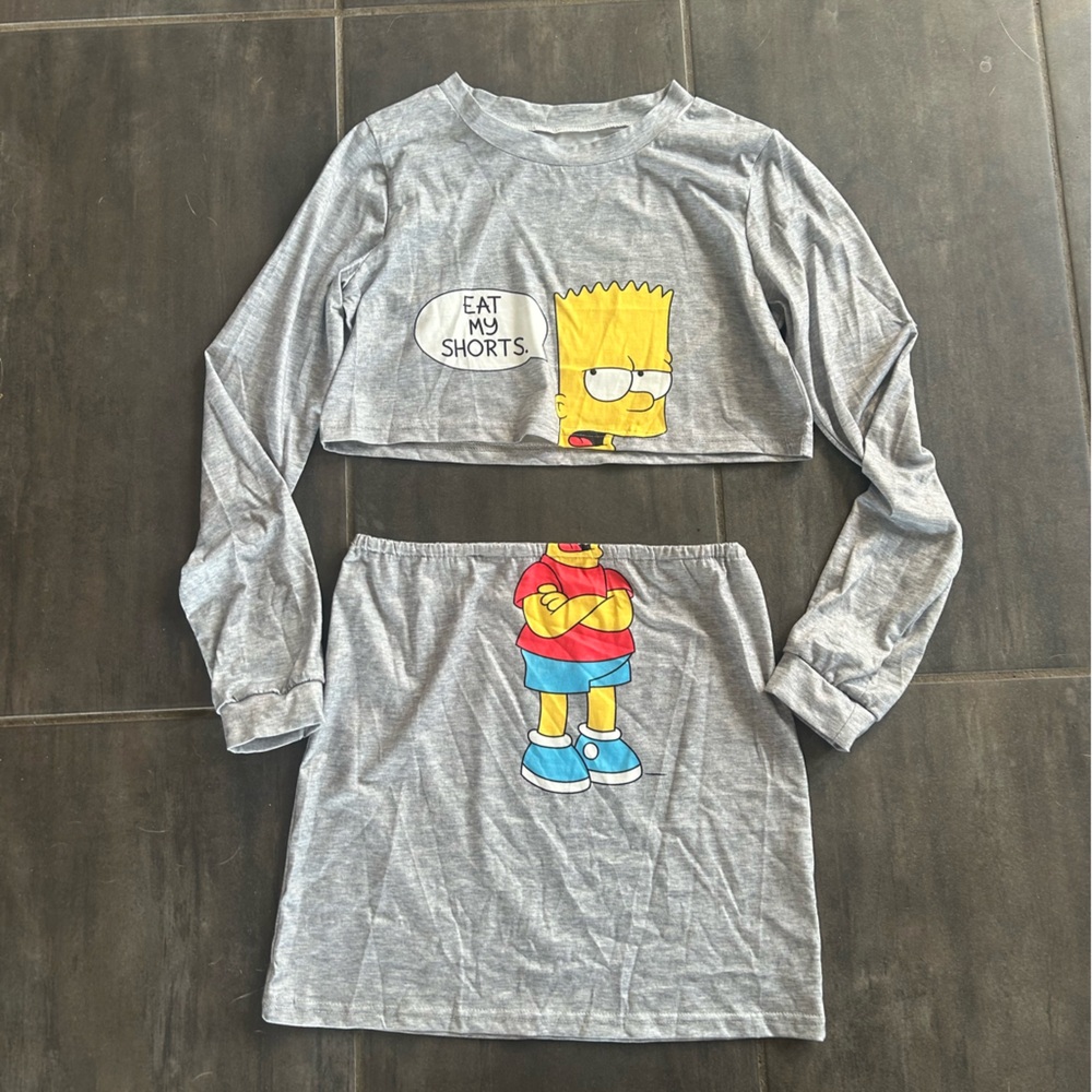 Simpsons! 2pc long sleeve and skirt set